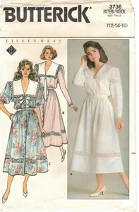 3736 Butterick Eileen West Dress With Large Collar Pattern Size 12-14-16 UC FF - Picture 1 of 2