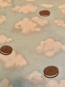 Springs Vintage Dreaming of Oreo Cookies Blue Cloud Twin Size FLAT Sheet 98”x68” - Picture 1 of 5