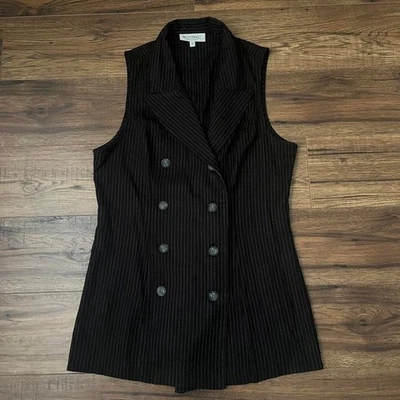 Vintage Y2K Le Chateau Pinstripe Blazer Vest Double Breasted Waistcoat Large - Image 1 of 4