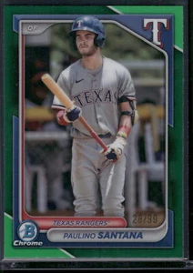 2024 Bowman Chrome Draft Paulino Santana Green Refractor /99 Rangers - Picture 1 of 2