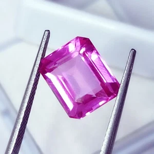 Zaffiro Rosa Naturale Certificato 7,07 Ct Gemme Sciolte Taglio Smeraldo Zaffiro Gemme - Foto 1 di 8