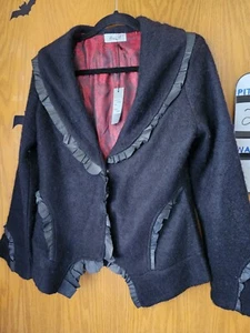 Aris A Stunning Wool Blazer Coat Black With Red Lining Sz Lg New W Tags - Picture 1 of 16