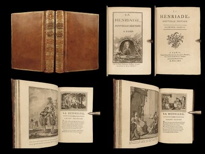 1769 La Henriade Voltaire ART French Henry IV Siege of Paris Marmontel Lisbon 2v - Image 1 of 4