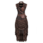 Brown Steampunk Corset Dress Vintage Skirt Costume Party Lolita Medieval Set