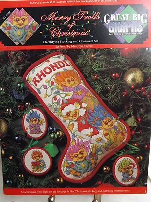 Merry Trolls of Christmas Stocking Cross Stitch Pattern Booklet Great Big Graphs - Image 1 of 4