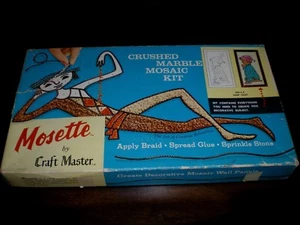 Vintage 1962 MOSETTE Handwerk Meister SCHLAFEN FEST zerkleinerter Marmor MOSAIK SET Junge beten - Bild 1 von 3