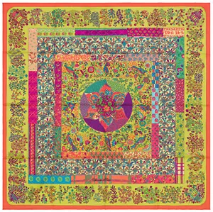 Authentic Hermes Silk Scarf Pique Fleuri de Provence Orange Neon Violet NEW - Picture 1 of 3