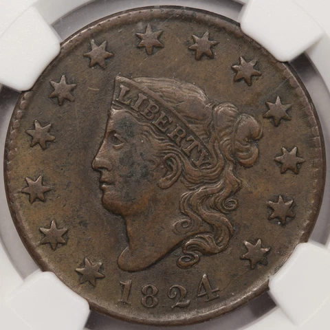 1824 Coronet Head Large Cent NGC VF-25 Cover