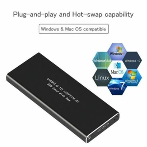 USB 3.0 to M.2 NGFF SSD SATA External Enclosure HDD Hard Disk Case Box UK - Afbeelding 1 van 9