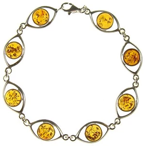 8" inch/20cm BALTIC AMBER STERLING SILVER 925 LADIES BRACELET JEWELLERY JEWELRY - Picture 1 of 1