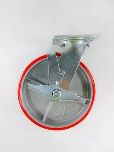 8" x 2" Polyurethan auf Gusseisen (rot) - drehbar mit Bremse - Bild 1 von 2