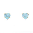 New Sky Blue Cubic Zirconia Earrings -10k Yellow Gold Heart Pierced Fashion Cz