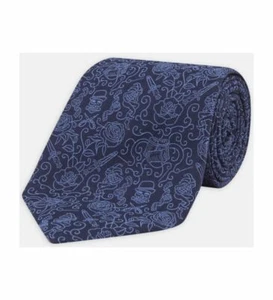 Turnbull & Asser Jack-of-all Navy & Blue Silk Tie 8cm - Picture 1 of 3