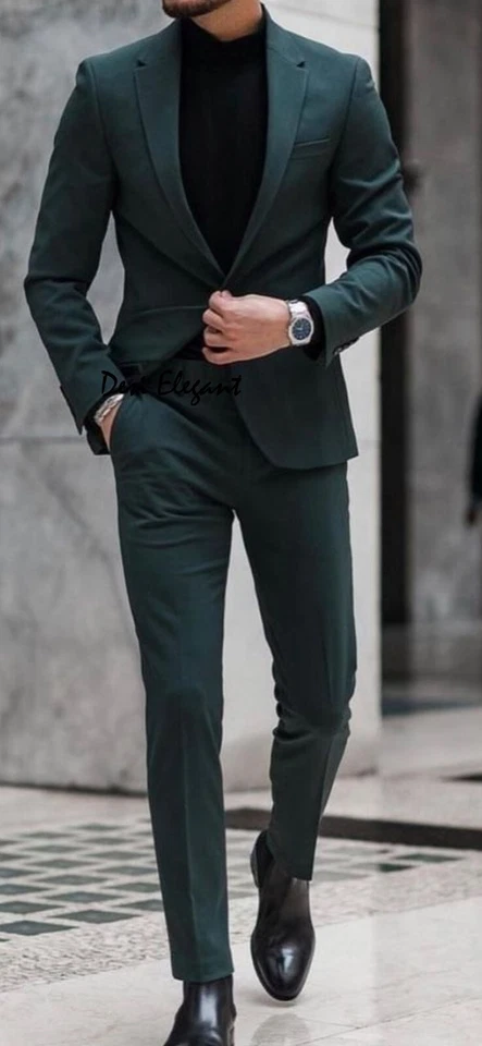 Traje de boda indio de 2 piezas, esmoquin, traje de ajuste ajustado sólido pa... - Imagen 1 de 1