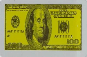 Tarjeta de juego artesanal de colección 100 % plástico de intercambio único 100 dólares tema comodín negro - Imagen 1 de 3