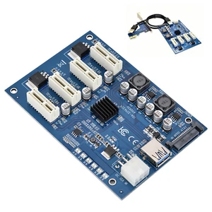 PCI-E 1X To 4X PCIe USB3.0 Converter Extender Adapter Card Expansion Kit For - Afbeelding 1 van 9