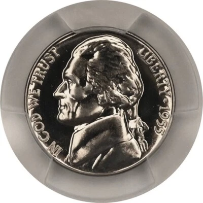 ONE OF PR68 1955 JEFFERSON NICKEL PCGS GRADED US 5C PROOF P-MINT EXACT COIN - Image 1 of 4