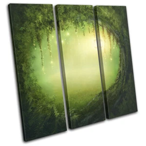 Fantasy Enchanted Forest Landscapes TREBLE CANVAS WALL ART Picture Print - Picture 1 of 1