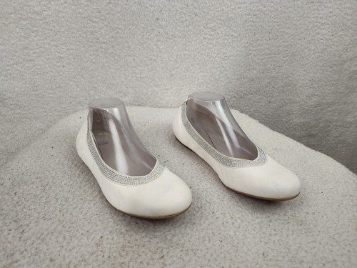 Scarpe da ballo casual Stuart Weitzman Flat donna 9 1 2 m bianche slip on strass