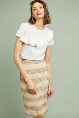 NUEVA Falda Lápiz Anthropologie Sunday in Brooklyn Naomi Rayas Crema Taupe - S Foto 1 de 4