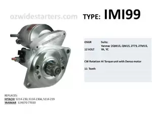 Yanmar starter motor suit 2QM15, QM15, 2TM15, 2T73, YA, YC - Picture 1 of 1
