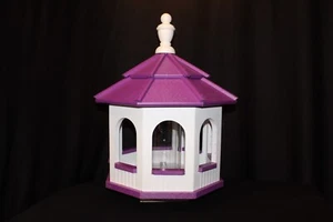 Vinyl Gazebo Bird Feeder Amish Homemade Handmade Handcrafted White & Purple med - Picture 1 of 1