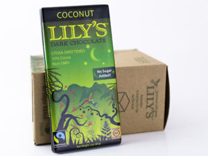 Lily's Sweets - Coconut Chocolate Bar 3 oz 1 Bar - Sugar Free 55% Dark Chocolate