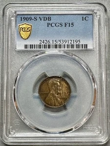 1909-S  VDB   LINCOLN CENT   PCGS  F15  KEY DATE OF THE SET - Picture 1 of 7