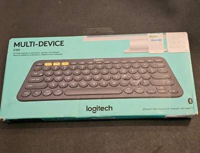 Logitech Pebble Keys K380 Bluetooth Keyboard Multi Device Tonal Graphite New - Image 1 of 4
