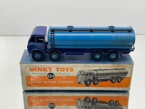 DINKY TOYS 504 FODEN 14-TON TANKER -BLUE L18.5cm- GOOD IN BOX - Picture 1 of 11