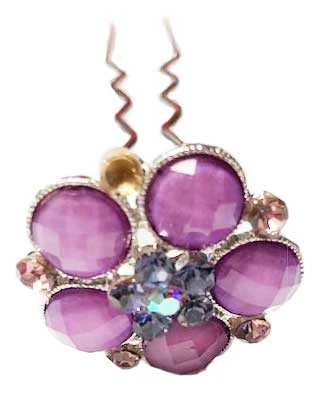 Pin de pelo con flores de diamantes de imitación de 1" Foto 1 de 1