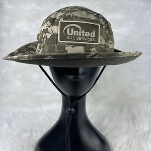 United Site Services Camo Boonie Hat Wide Brim Adjustable Chin Strap - Picture 1 of 8