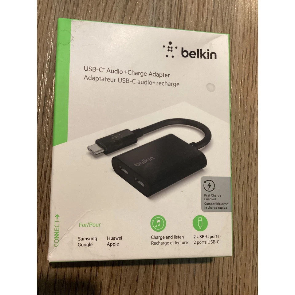 Belkin USB-C Audio + Charge Adapter - 2 USB-C Ports - Fast Charge Enabled - Image 1 of 4