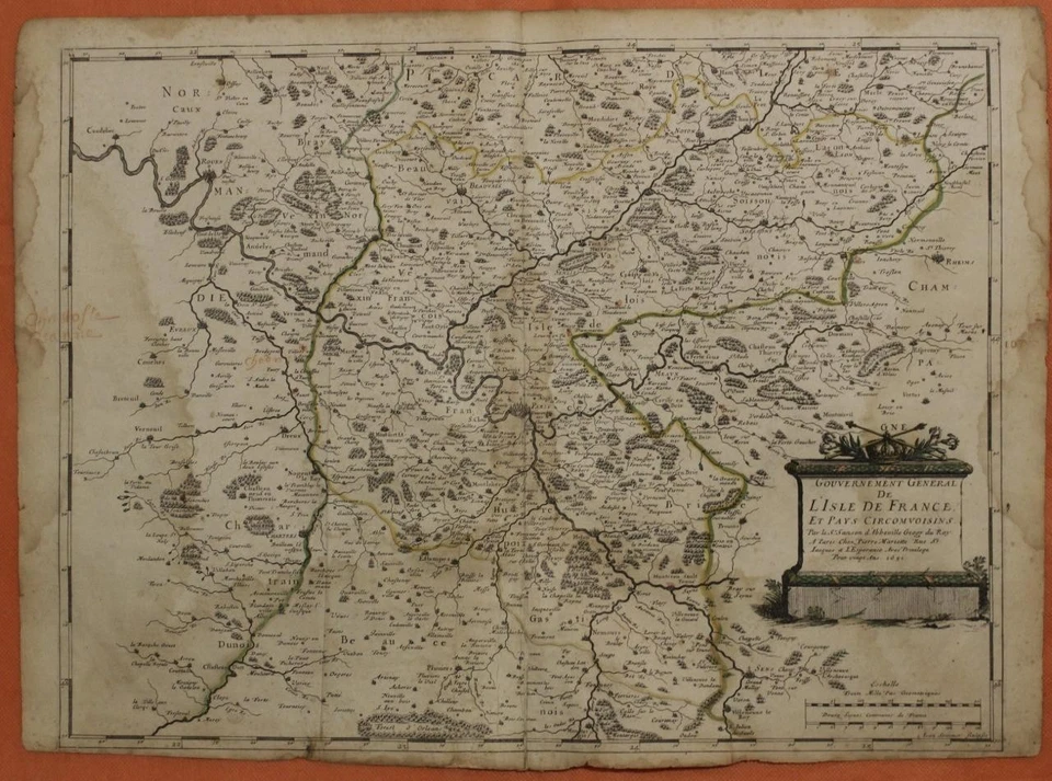 PARÍS ISLA DE FRANCIA FRANCIA 1651 SANSON & MARIETTE INUSUAL MAPA ORIGINAL ANTIGUO Foto 1 de 1