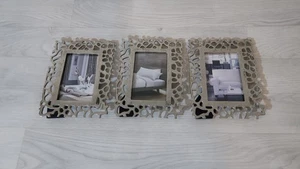 CIMC Home Ocean Coral Picture Frame Set of 3 Silver Metal Coastal Reef Design - Picture 1 of 21