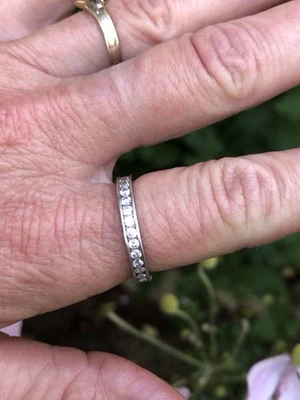 Women's Wedding Engagement Band Ring 925 Silver Size 8 - Image 1 of 4