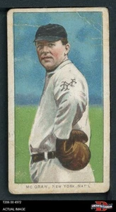 1909 T206 John McGraw Glove on Hip Giants MANAGER HOF 1.5 - FAIR - Picture 1 of 5