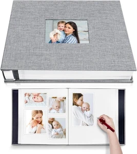 40Pages Linen Cover Memory Book with Scraper and Metallic Pen,Large Photo Album - Picture 1 of 6