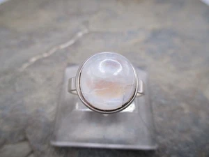 Damen Ring schlicht 925 Sterlingsilber Statement Mondstein blau rund Rg 58/18 M - Bild 1 von 5