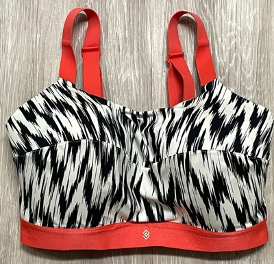 Third Love 36H Kinetic sports bra black white ZEBRA orange padded adjustable - Image 1 of 4