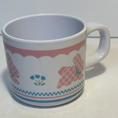 Juego de primera porción vintage de melamina para bebés con sello Pink Bunny Foto 1 de 4