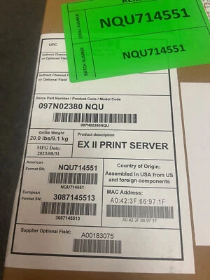 Servidor de impresión Xerox EX II PN# 097N02380 nuevo caja abierta Foto 1 de 2