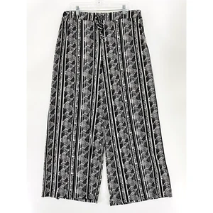 Style & Co Pants Women's Large Black Striped Animal Print Knit Wide Leg USA - Picture 1 of 9