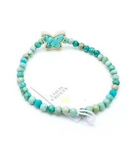 NEW KENDRA SCOTT 334 Beaded Lillia Gold Stretch Bracelet Sea Green Chrysocolla - Picture 1 of 2