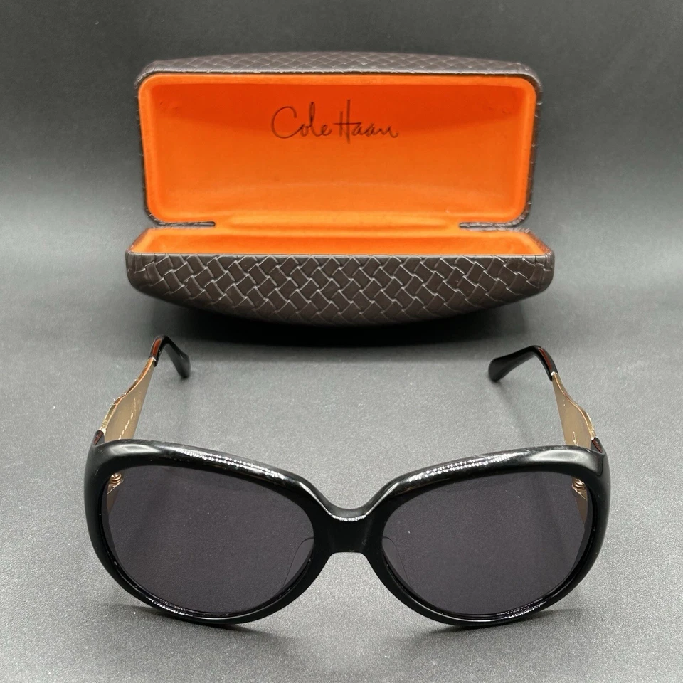 Gafas de sol Cole Haan C600 10 envolventes negras 56-15-130 usadas con estuche Foto 1 de 4
