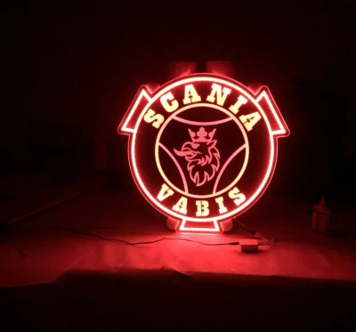 SCANIA VABIS Cabin Interior Sign Logo Led Board Silver Mirror,  Light 24V - Image 1 of 3