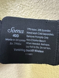 Soma Vanishing Back Wireless Bra - 40D - New - Picture 1 of 3