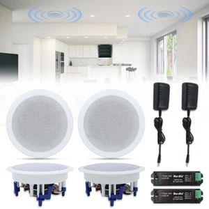 Herdio 2 Pairs 5.25" 600W Bluetooth Ceiling Speakers 2 Way Flush Mount for Home - Picture 1 of 12