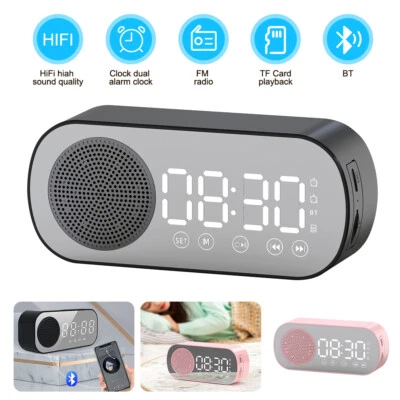 Desktop Digital Clock Wireless Bluetooth Speaker Alarm Clock HiFi Sound Quality - Image 1 of 4