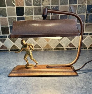 Vintage Art Deco Football Player Desk Table Accent Lamp Light Antique 1900s Vtg - Picture 1 of 24